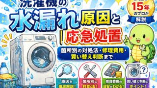 洗濯機の水漏れ原因と応急処置｜箇所別の対処法・修理費用・買い替え判断まで家電業界15年のプロが解説